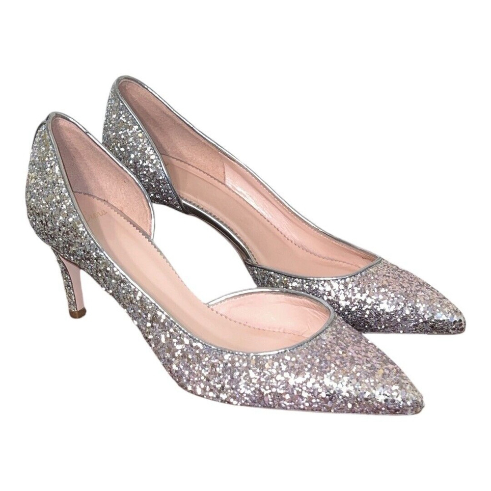 Women's J.Crew Silver Glitter Heels Size 7.5